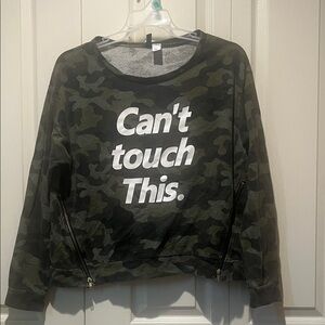 Divided Camouflage Crew Neck Sweater - Black and Green